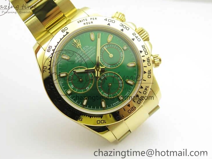 KKF Steel YG Dial Best 904L Edition 1:1 Green Bracelet YG Daytona on A7750 0410